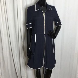 Z Spoke by Zac Posen navy blue & white trim dress